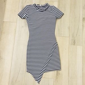 White and black striped dress